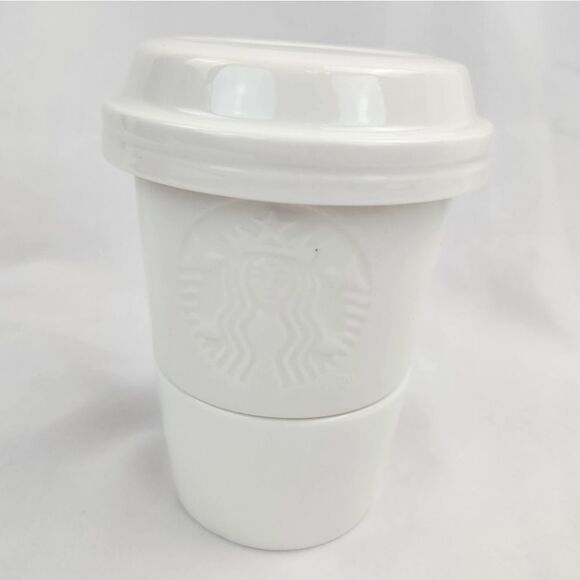 ☕️Starbucks 2012 Ivory Embossed Logo Stackable Bowls & Lid Set - Picture 2 of 12